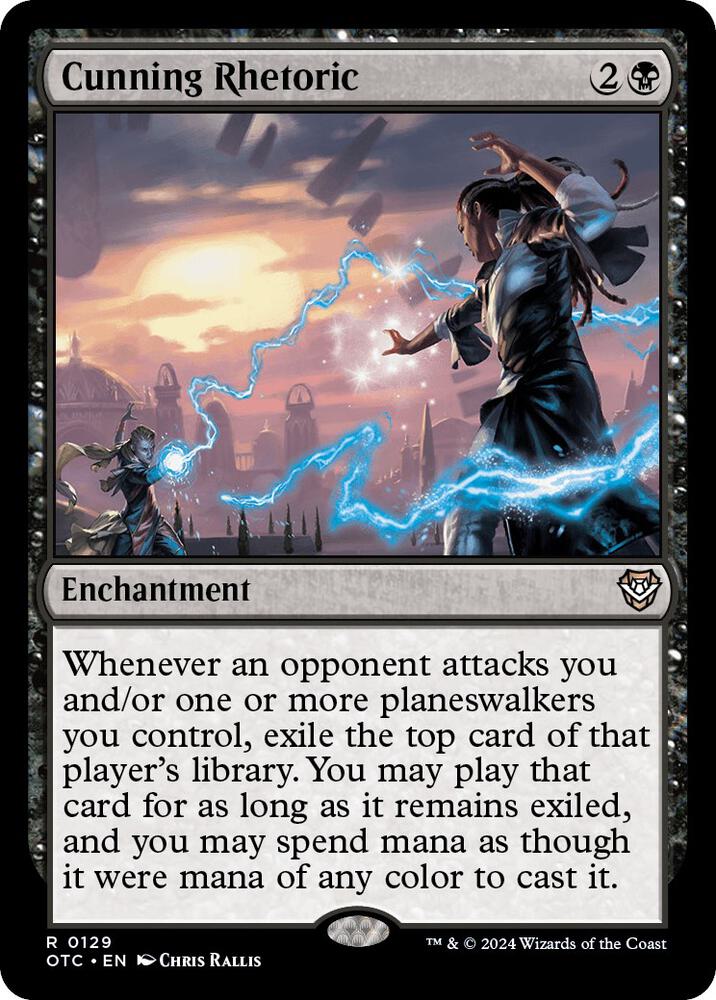 Cunning Rhetoric 129 card from Commander: Outlaws of Thunder Junction