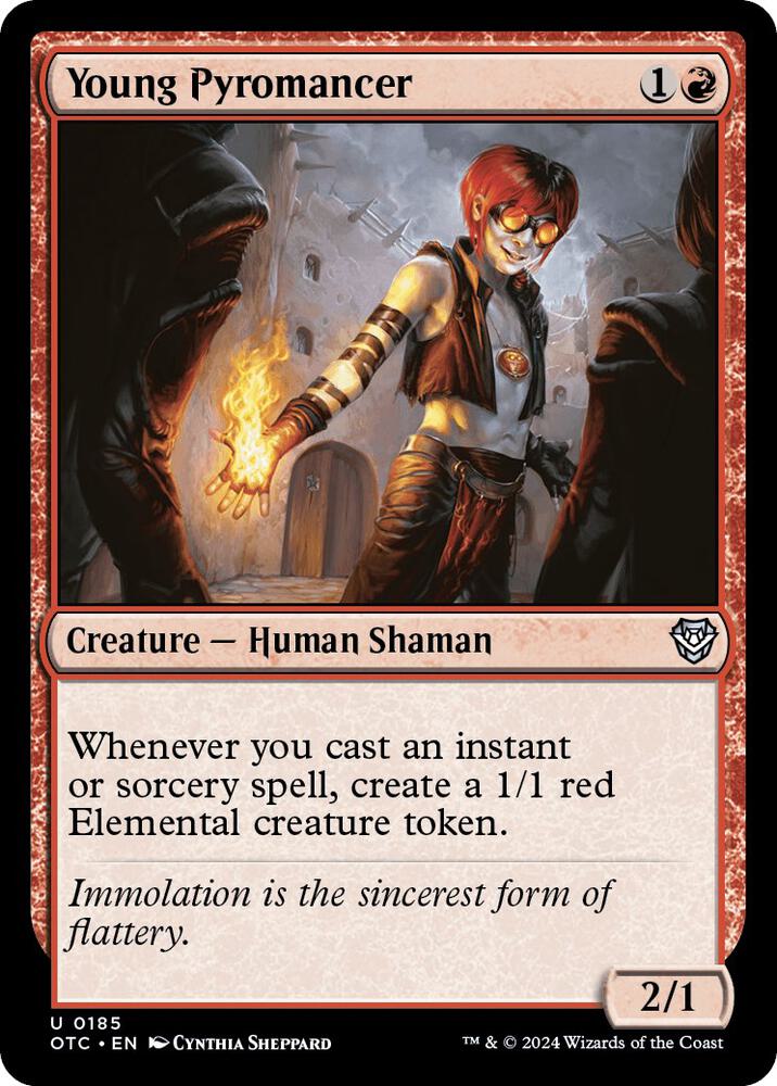Young Pyromancer 185 card from Commander: Outlaws of Thunder Junction