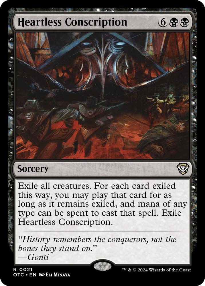Heartless Conscription 21 card from Commander: Outlaws of Thunder Junction