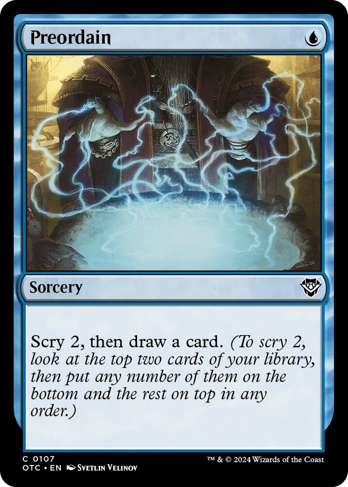 Preordain 107 card from Commander: Outlaws of Thunder Junction