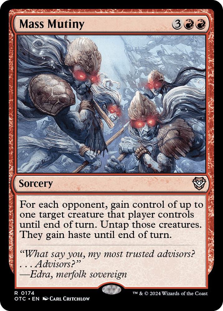 Mass Mutiny 174 card from Commander: Outlaws of Thunder Junction