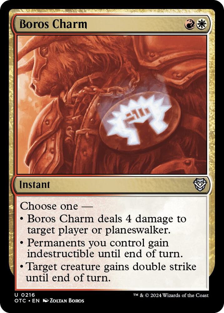 Boros Charm 216 card from Commander: Outlaws of Thunder Junction