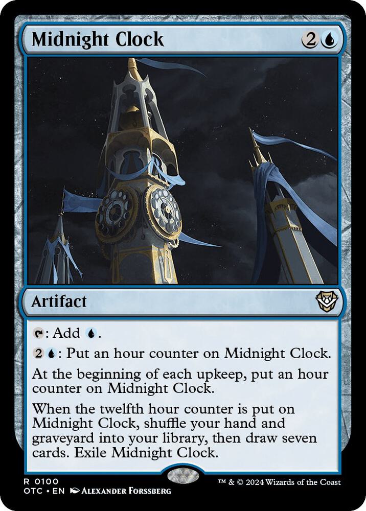 Midnight Clock 100 card from Commander: Outlaws of Thunder Junction