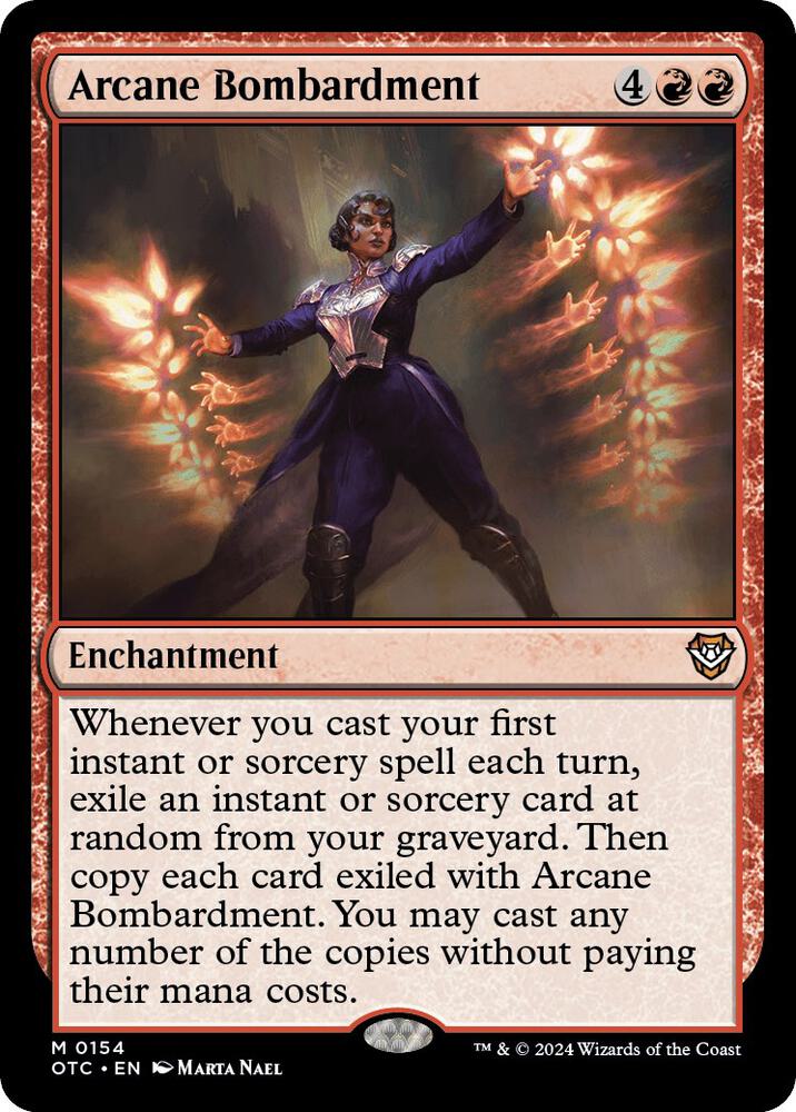 Arcane Bombardment 154 card from Commander: Outlaws of Thunder Junction