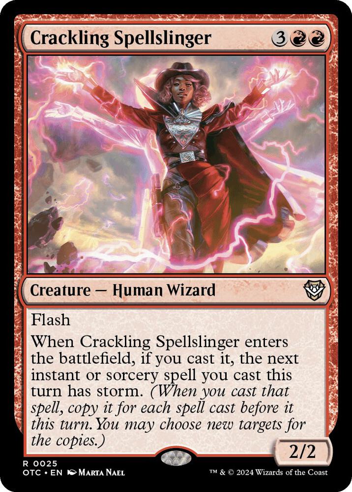 Crackling Spellslinger 25 card from Commander: Outlaws of Thunder Junction