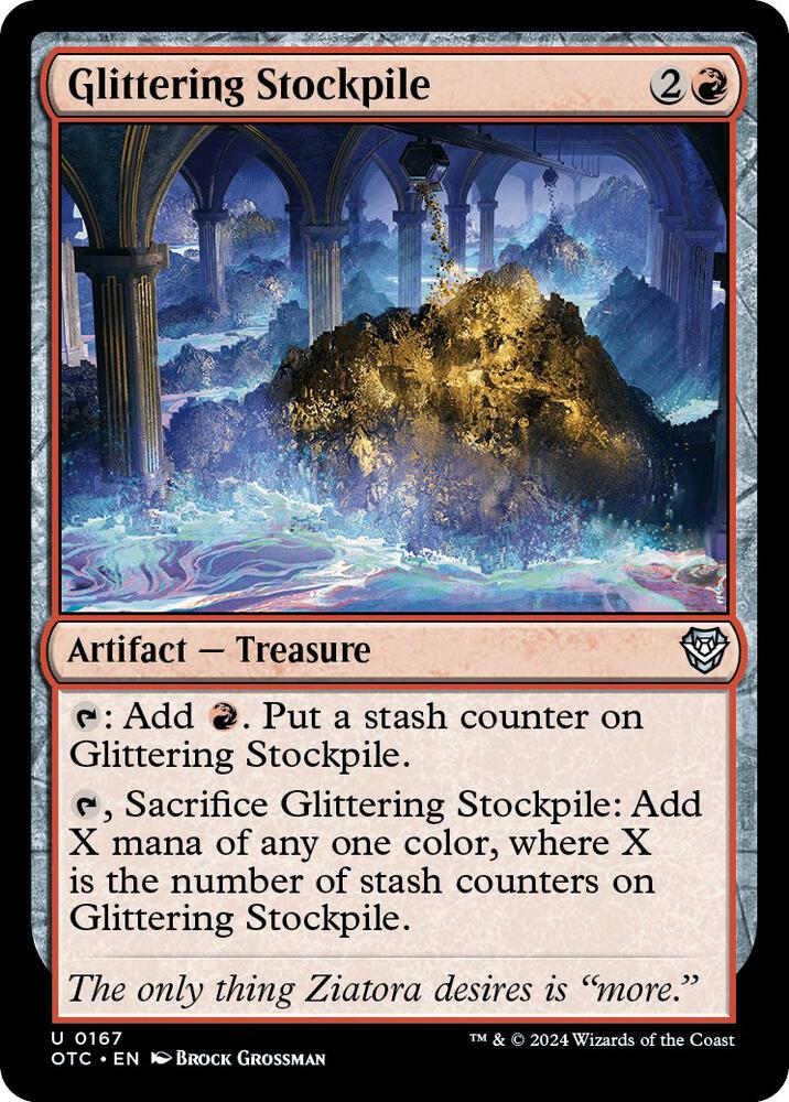 Glittering Stockpile 167 card from Commander: Outlaws of Thunder Junction