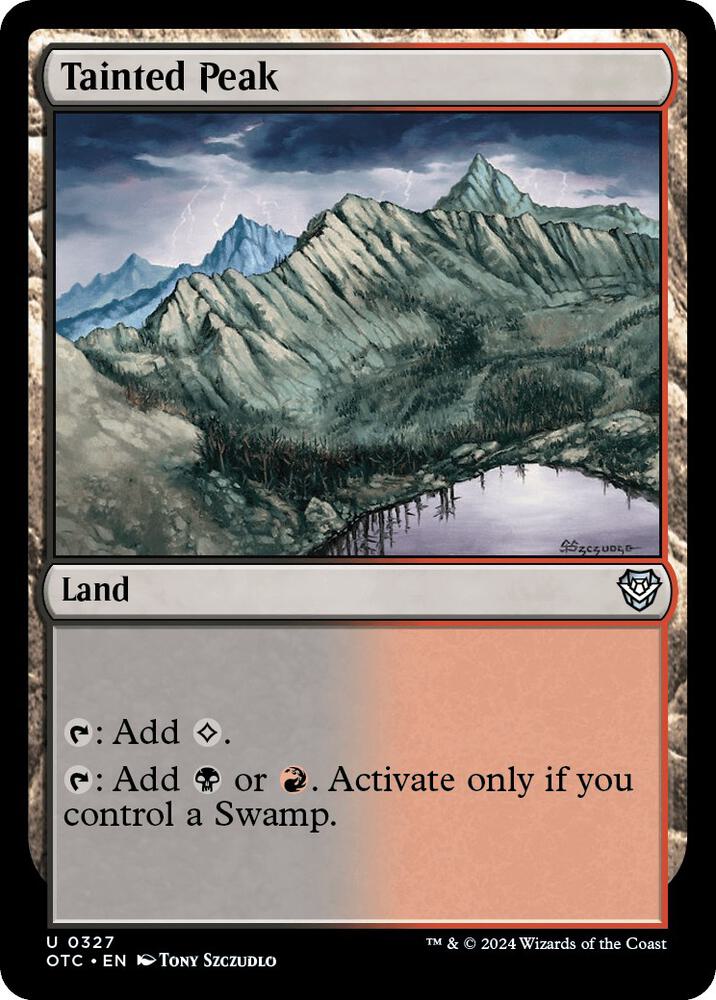 Tainted Peak 327 card from Commander: Outlaws of Thunder Junction