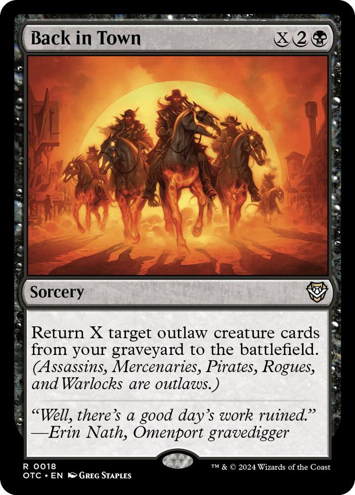 Back in Town 18 card from Commander: Outlaws of Thunder Junction