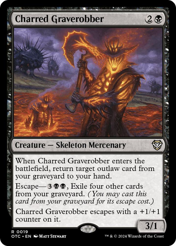 Charred Graverobber 19 card from Commander: Outlaws of Thunder Junction