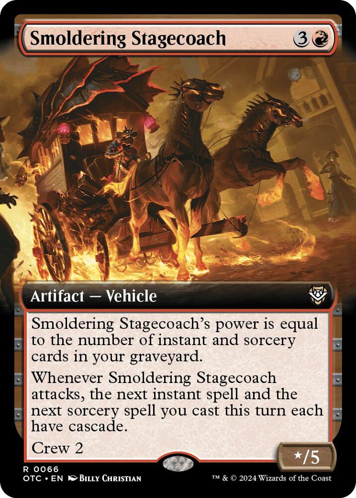 Smoldering Stagecoach (Extended Art) 66 card from Commander: Outlaws of Thunder Junction