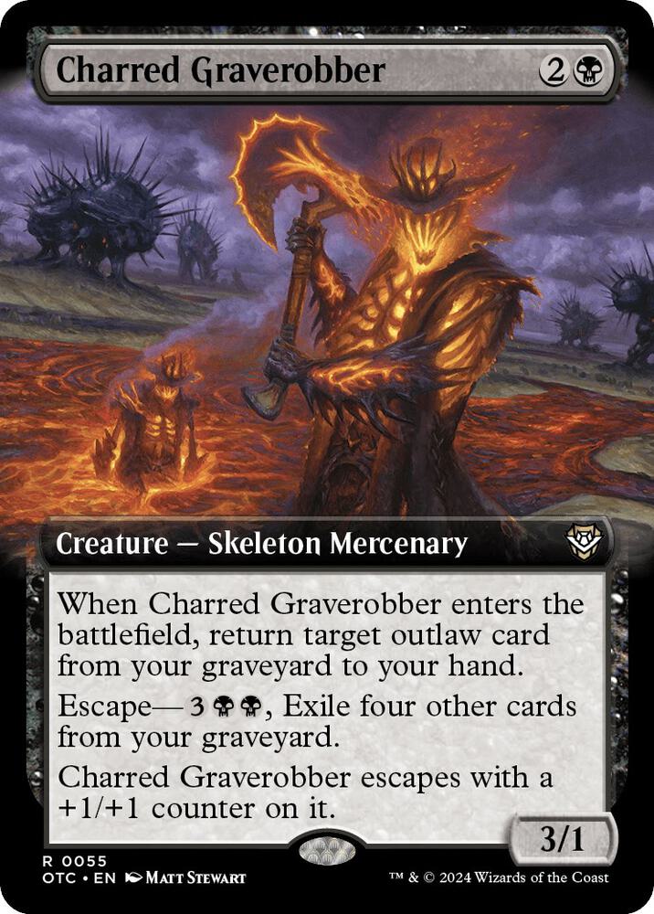 Charred Graverobber (Extended Art) 55 card from Commander: Outlaws of Thunder Junction