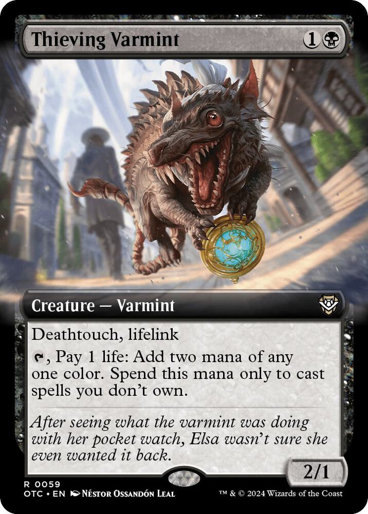 Thieving Varmint (Extended Art) 59 card from Commander: Outlaws of Thunder Junction