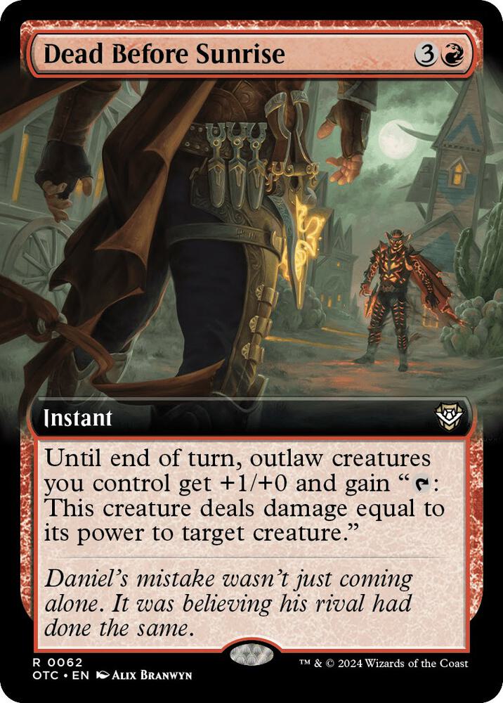 Dead Before Sunrise (Extended Art) 62 card from Commander: Outlaws of Thunder Junction