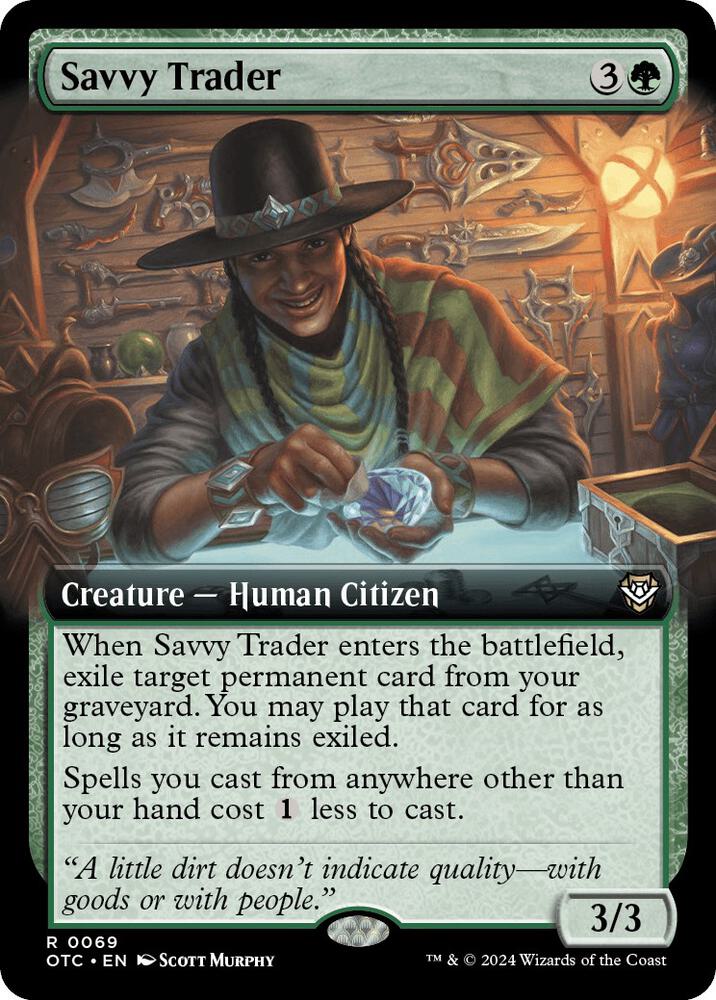 Savvy Trader (Extended Art) 69 card from Commander: Outlaws of Thunder Junction