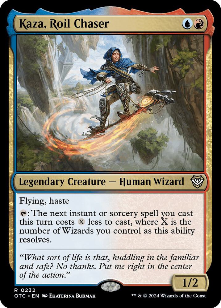 Kaza, Roil Chaser 232 card from Commander: Outlaws of Thunder Junction