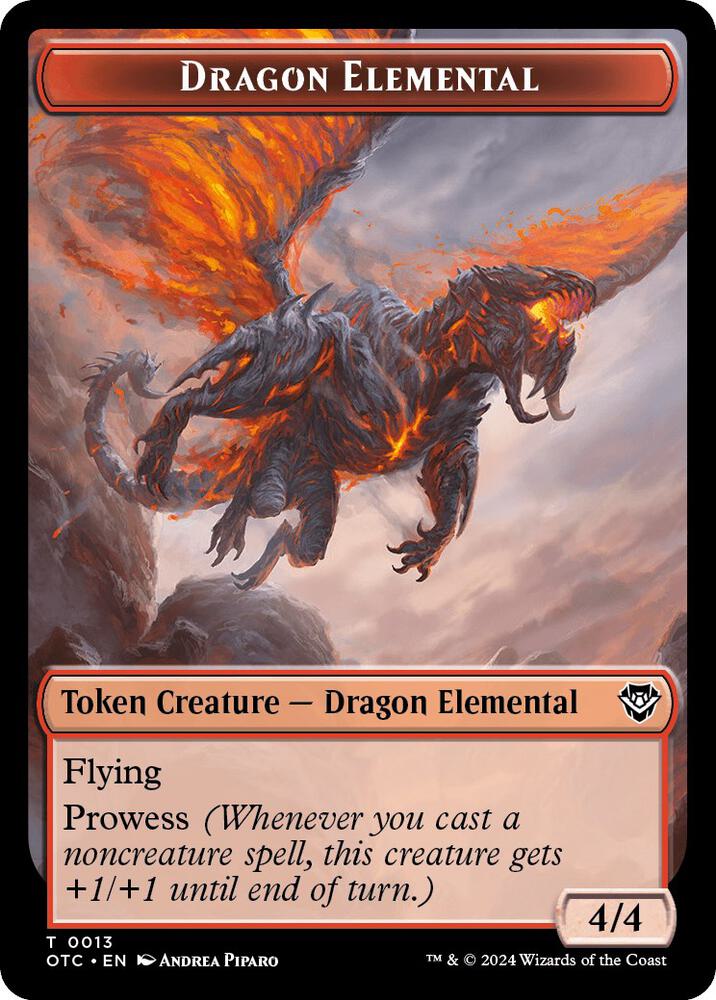 Dragon Elemental // Bird Illusion Double-Sided Token 13 // 4 card from Commander: Outlaws of Thunder Junction