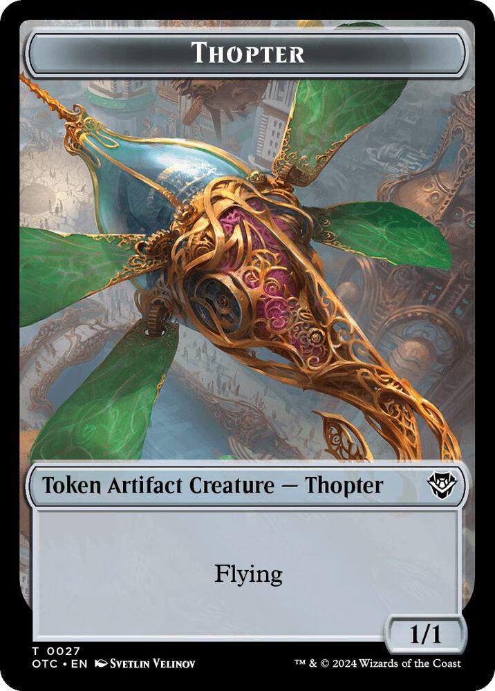 Thopter // Manifest Double-Sided Token 27 // 28 card from Commander: Outlaws of Thunder Junction