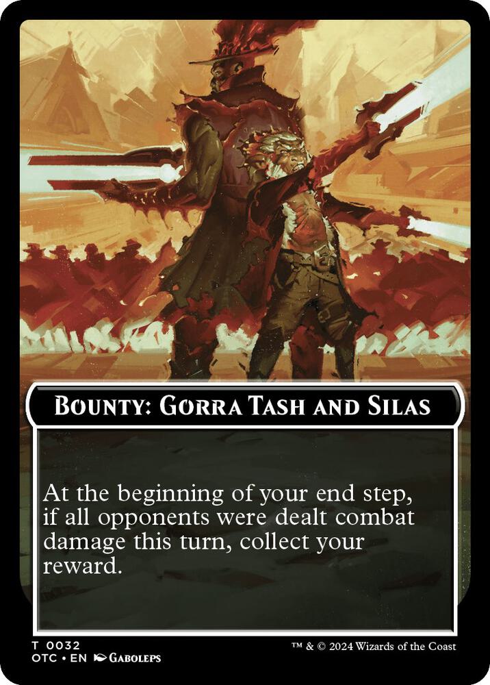 Bounty: Gorra Tash and Silas // Bounty Rules Double-Sided Token 32 card from Commander: Outlaws of Thunder Junction