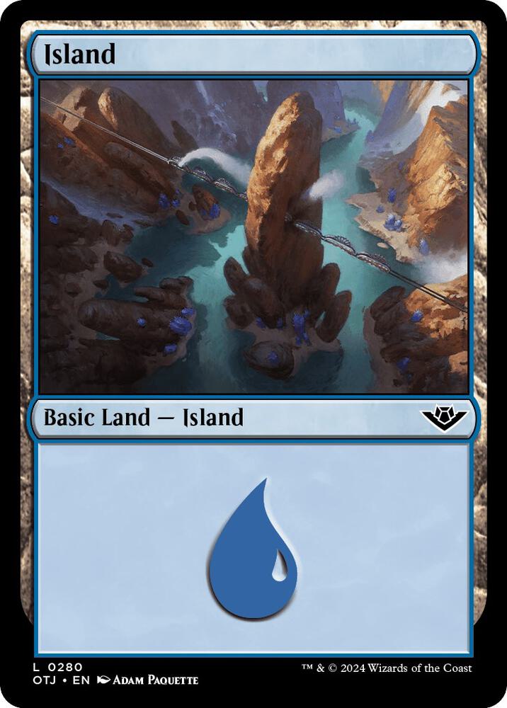 Island 280 card from Outlaws of Thunder Junction