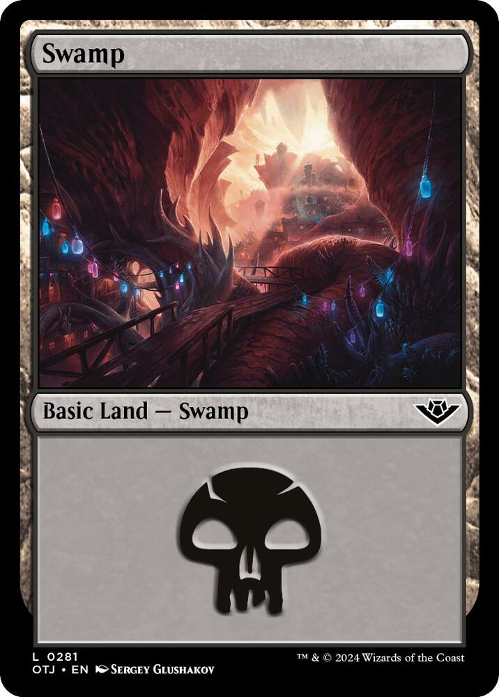 Swamp 281 card from Outlaws of Thunder Junction