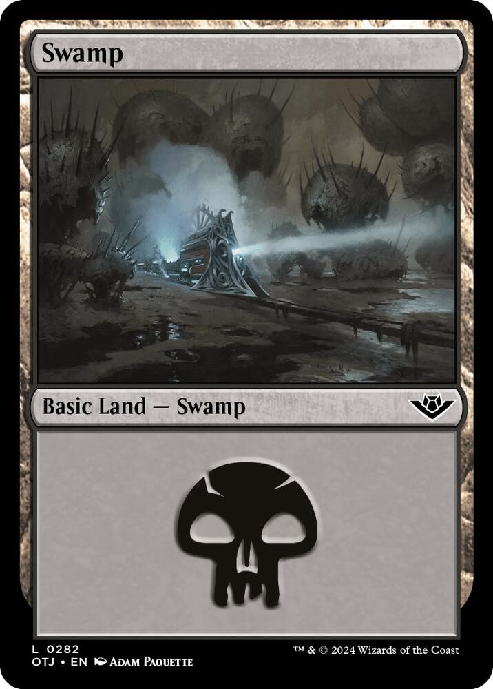 Swamp 282 card from Outlaws of Thunder Junction