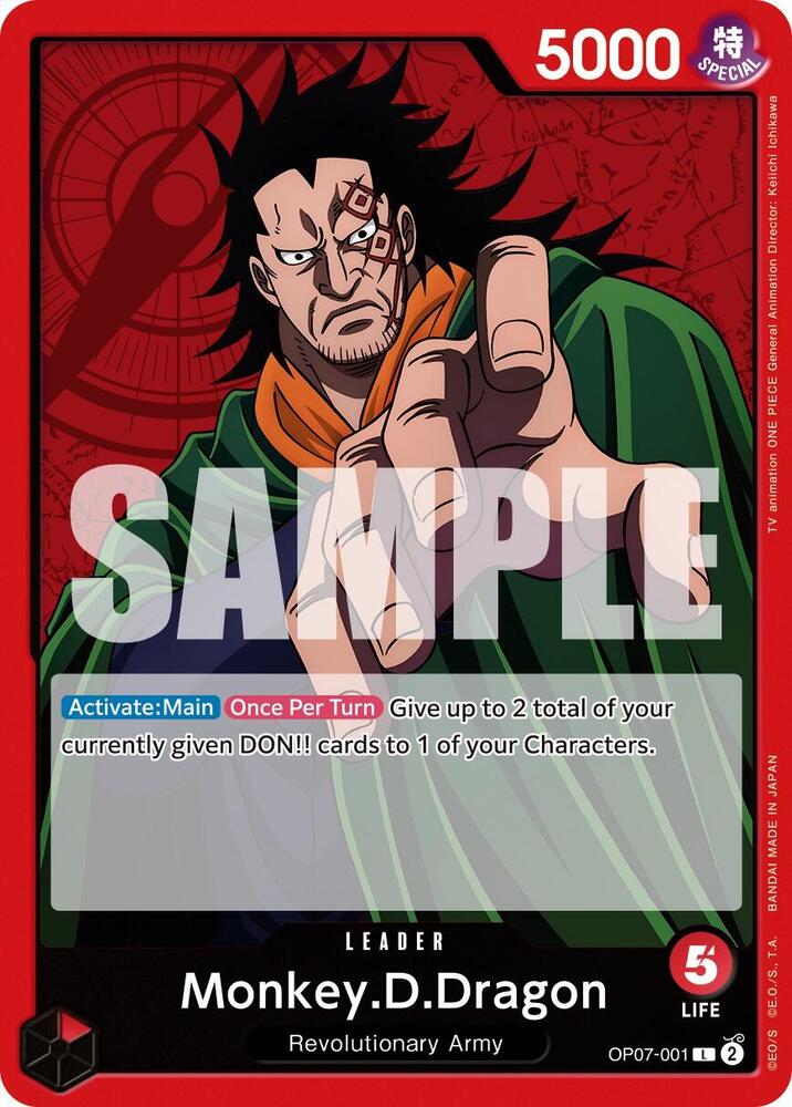 Monkey.D.Dragon OP07-001 card from 500 Years in the Future