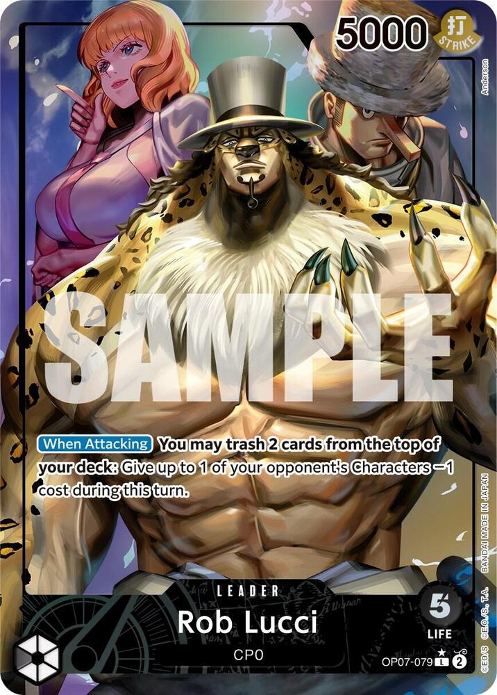 Rob Lucci (Parallel) OP07-079 card from 500 Years in the Future