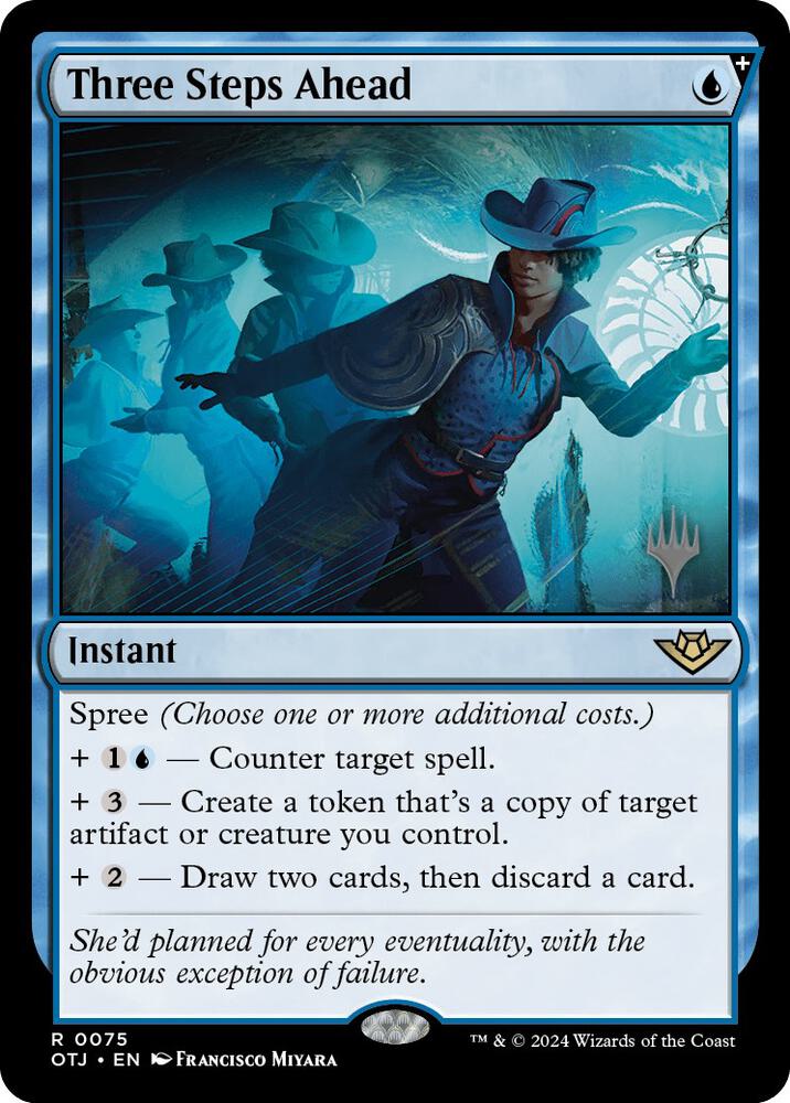 Three Steps Ahead 75 card from Promo Pack: Outlaws of Thunder Junction