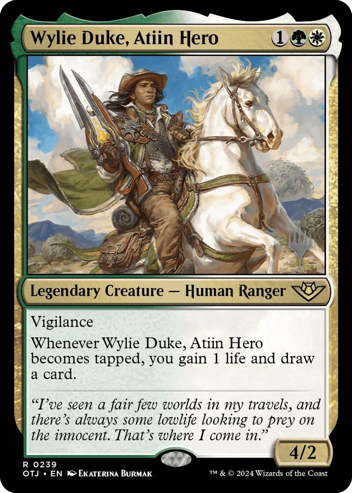 Wylie Duke, Atiin Hero 239 card from Promo Pack: Outlaws of Thunder Junction