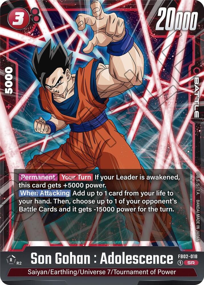 Son Gohan : Adolescence FB02-018 card from Blazing Aura