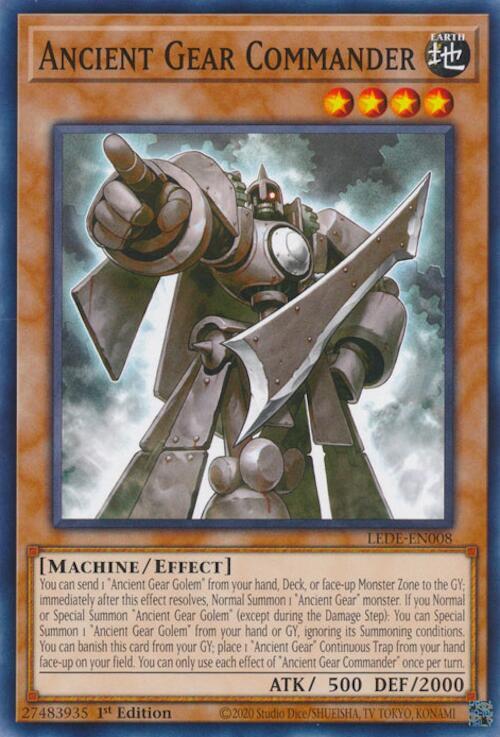 Ancient Gear Commander LEDE-EN008 card from Legacy of Destruction