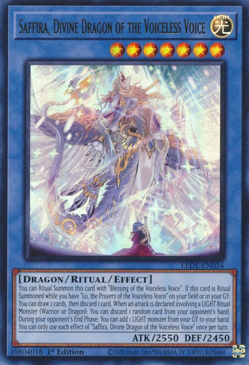 Saffira, Divine Dragon of the Voiceless Voice LEDE-EN034 card from Legacy of Destruction