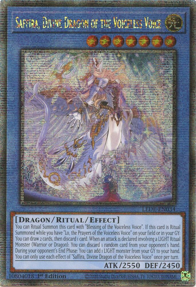 Saffira, Divine Dragon of the Voiceless Voice (Quarter Century Secret Rare) LEDE-EN034 card from Legacy of Destruction