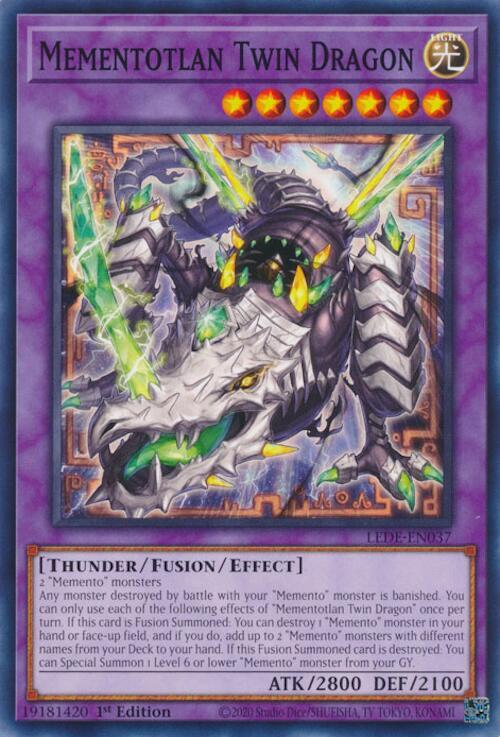 Mementotlan Twin Dragon LEDE-EN037 card from Legacy of Destruction