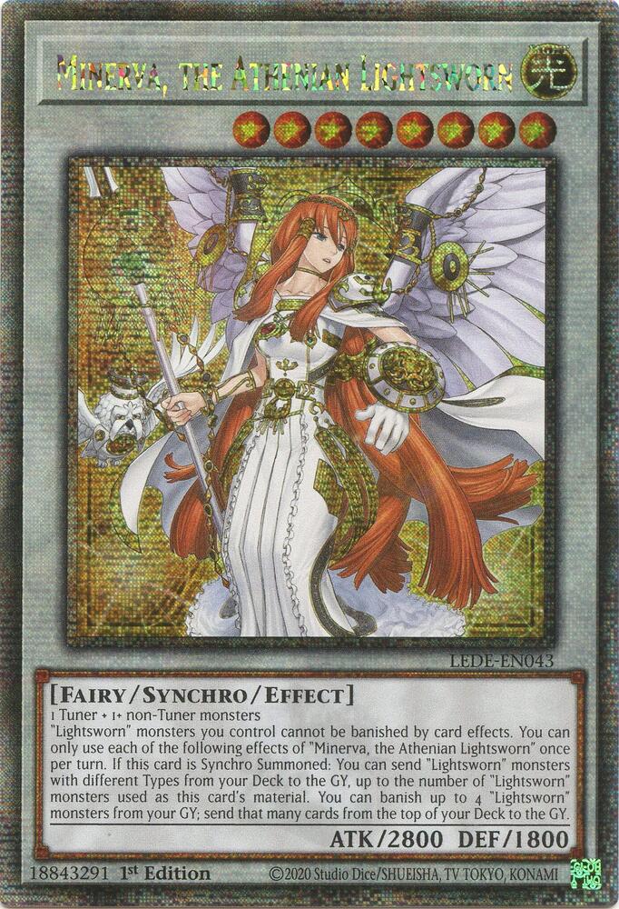 Minerva, the Athenian Lightsworn (Quarter Century Secret Rare) LEDE-EN043 card from Legacy of Destruction