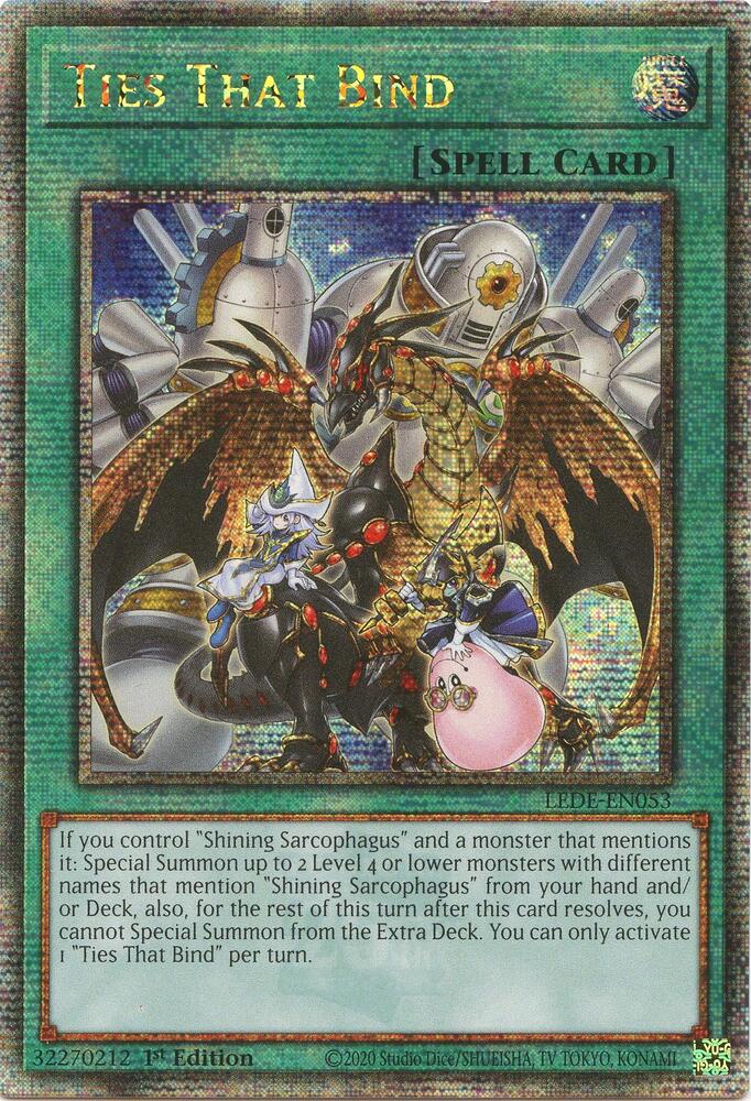 Ties That Bind (Quarter Century Secret Rare) LEDE-EN053 card from Legacy of Destruction
