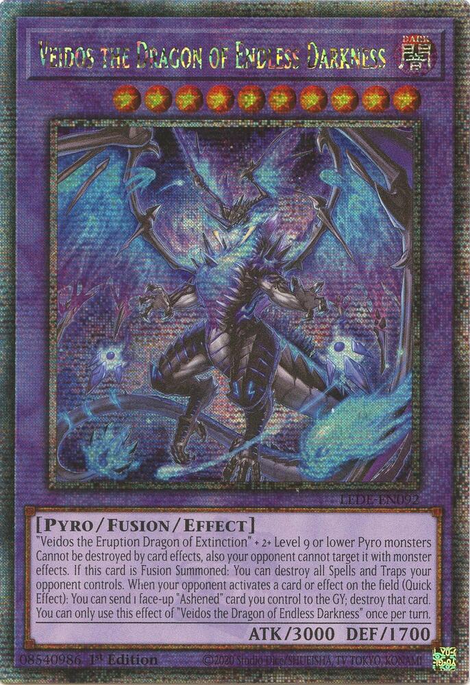 Veidos the Dragon of Endless Darkness (Quarter Century Secret Rare) LEDE-EN092 card from Legacy of Destruction