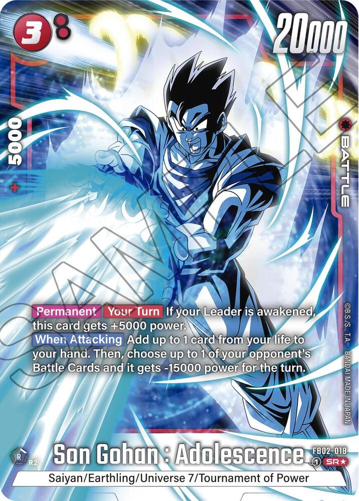 Son Gohan : Adolescence (Alternate Art) FB02-018 card from Blazing Aura