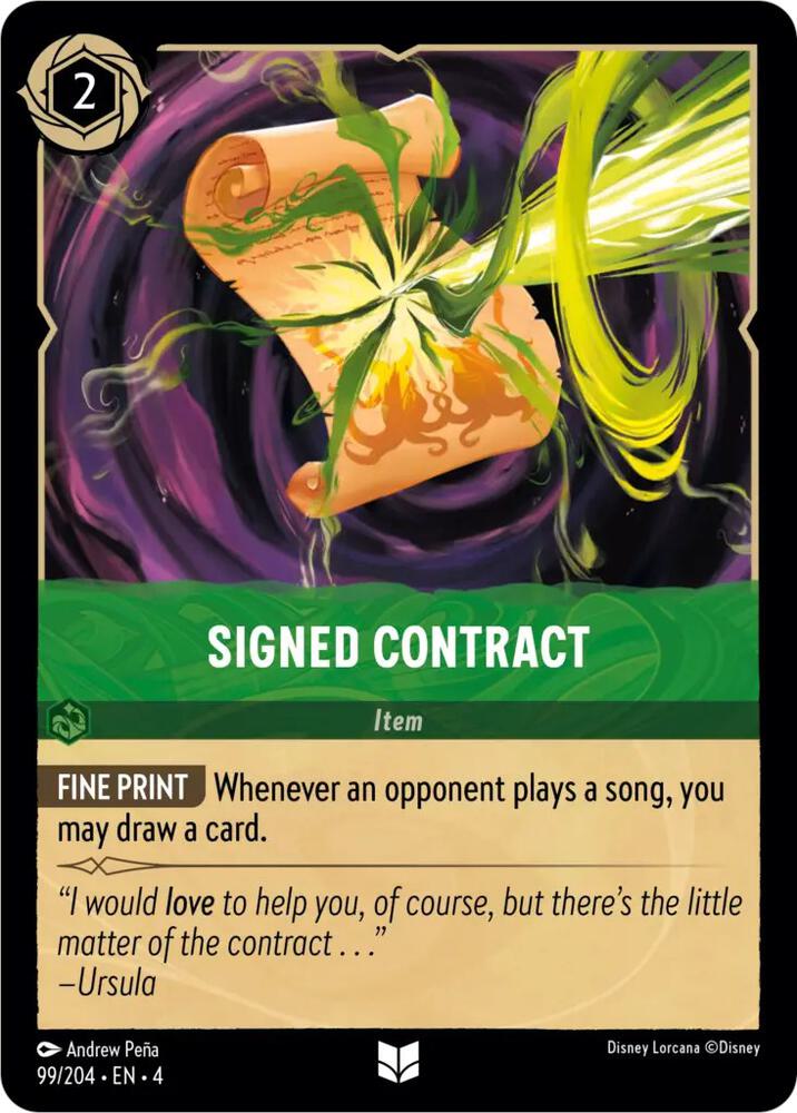 Signed Contract 99/204 card from Ursula's Return