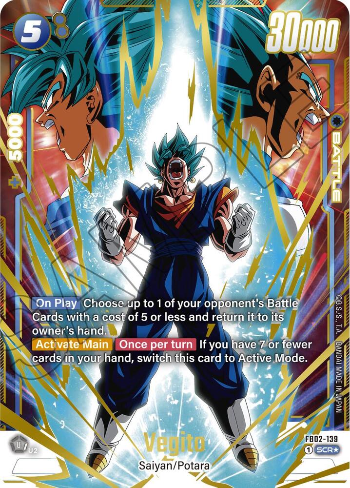 Vegito (Alternate Art) FB02-139 card from Blazing Aura