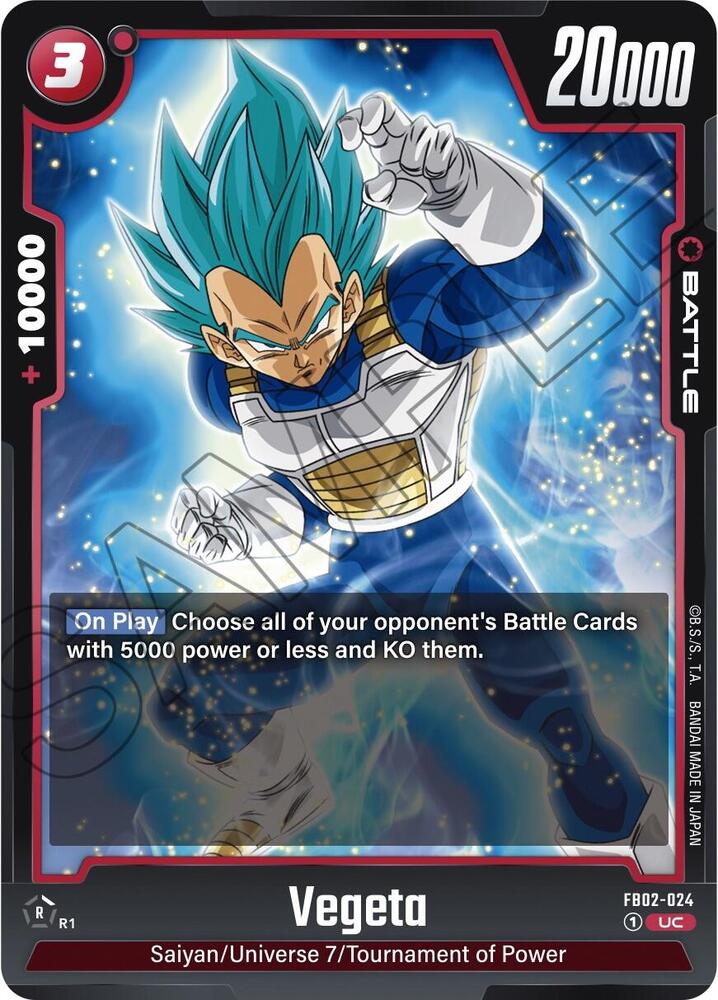 Vegeta FB02-024 card from Blazing Aura