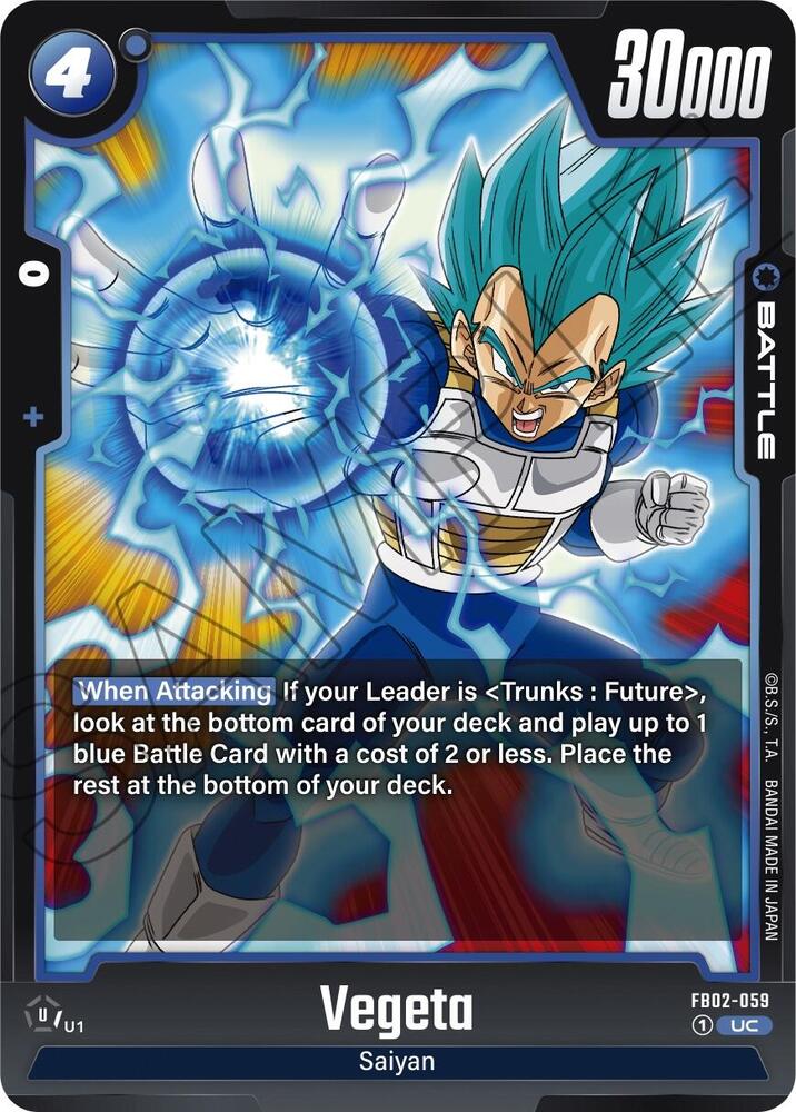 Vegeta FB02-059 card from Blazing Aura
