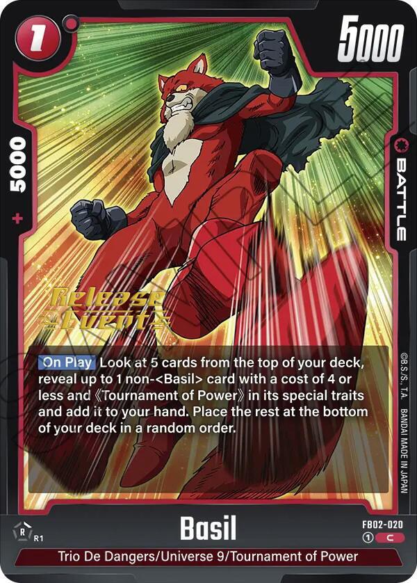 Basil FB02-020 card from Blazing Aura Release Event Cards