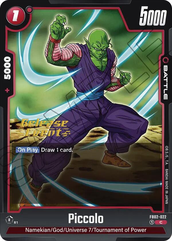 Piccolo FB02-022 card from Blazing Aura Release Event Cards