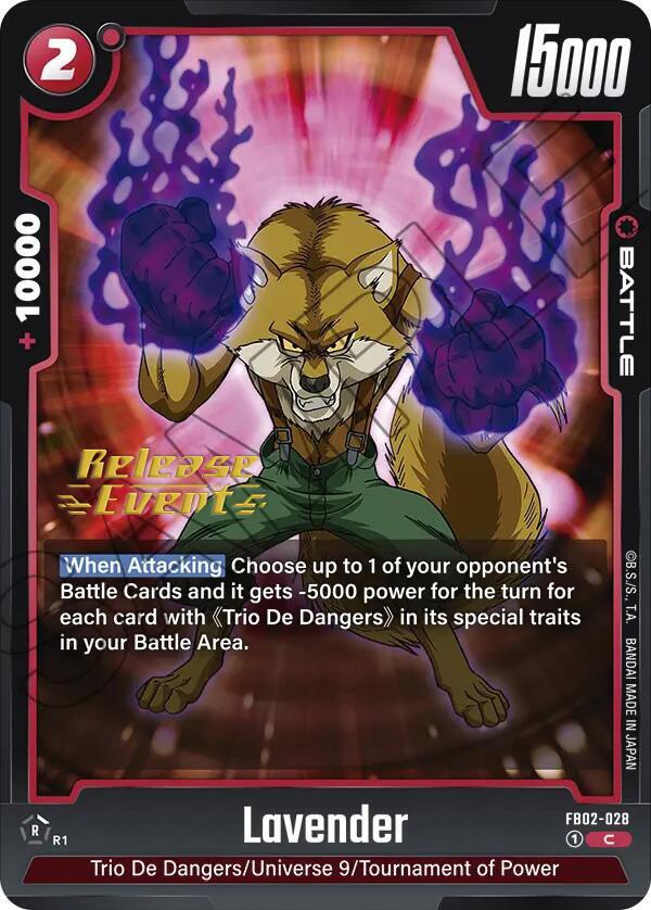 Lavender FB02-028 card from Blazing Aura Release Event Cards