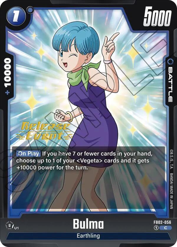 Bulma FB02-056 card from Blazing Aura Release Event Cards