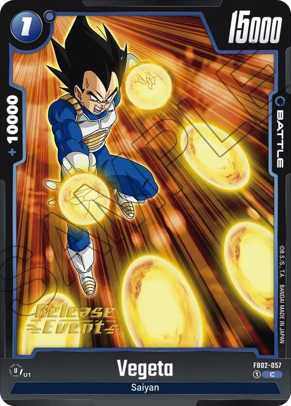 Vegeta FB02-057 card from Blazing Aura Release Event Cards