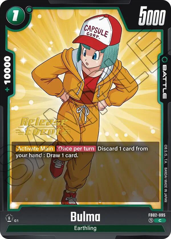 Bulma FB02-095 card from Blazing Aura Release Event Cards