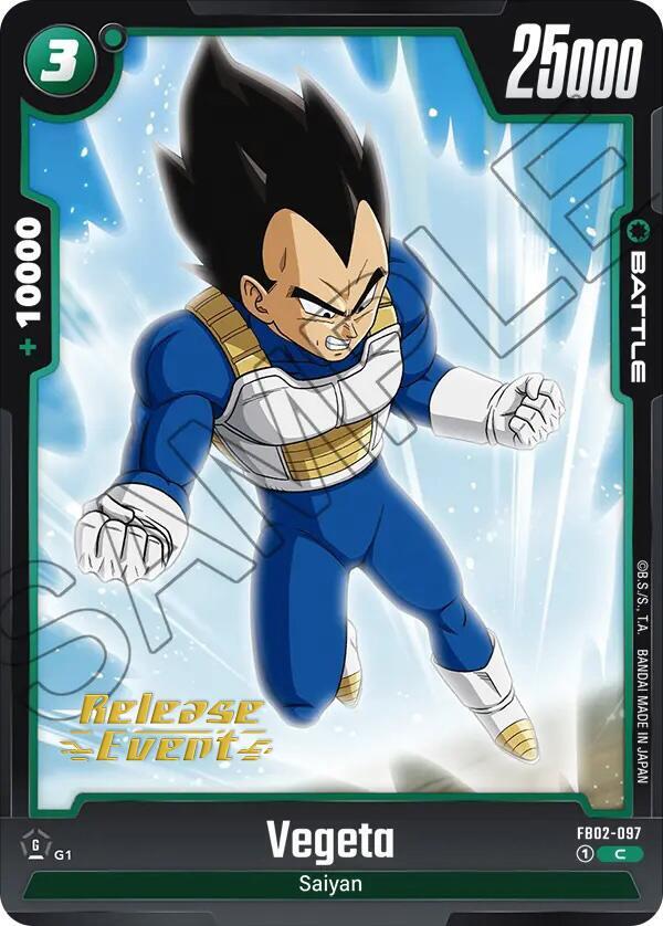Vegeta FB02-097 card from Blazing Aura Release Event Cards