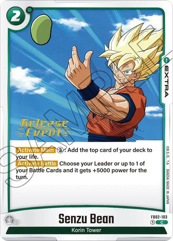 Senzu Bean FB02-103 card from Blazing Aura Release Event Cards